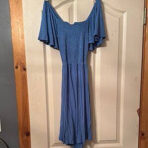 VENUS Blue Off-Shoulder Midi Sundress